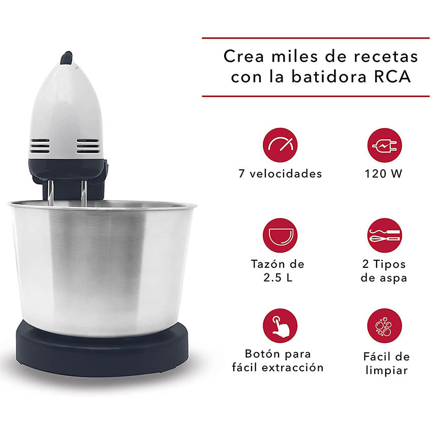 RCA BATIDORA DE PEDESTAL 7 VELOCIDADES COLOR BLANCO