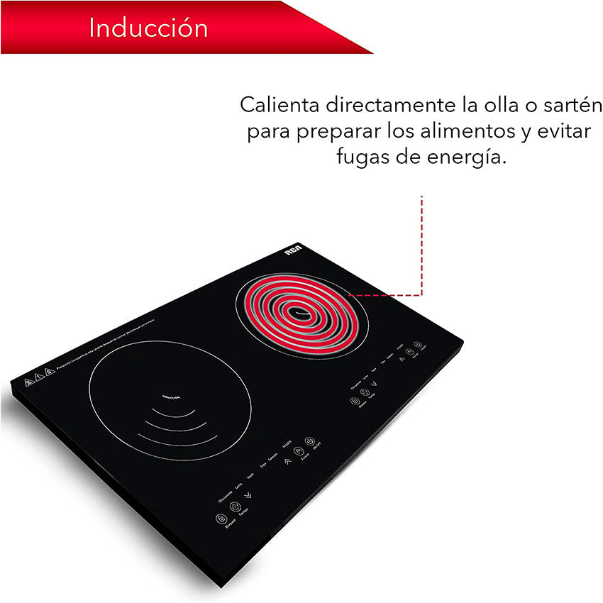 RCA PARRILLA DOBLE INDUCCION CRISTAL TEMPLADO