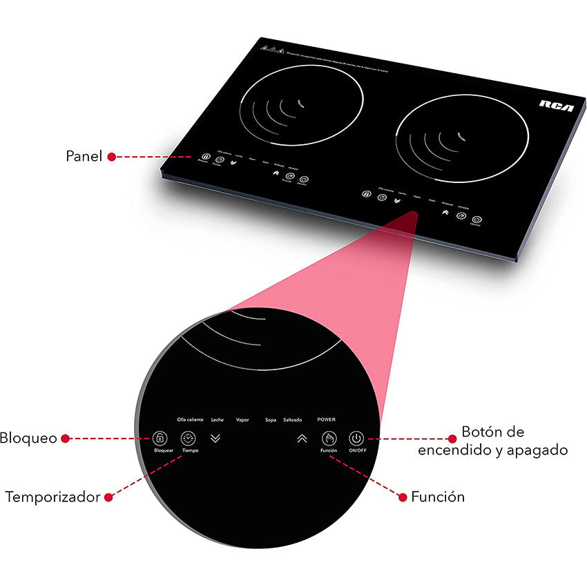 RCA PARRILLA DOBLE INDUCCION CRISTAL TEMPLADO