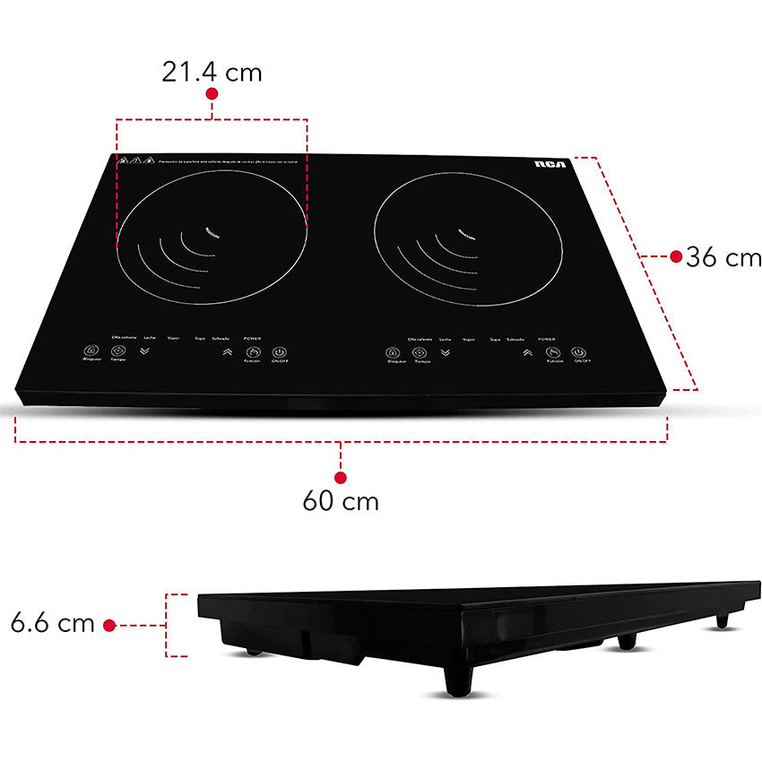 RCA PARRILLA DOBLE INDUCCION CRISTAL TEMPLADO