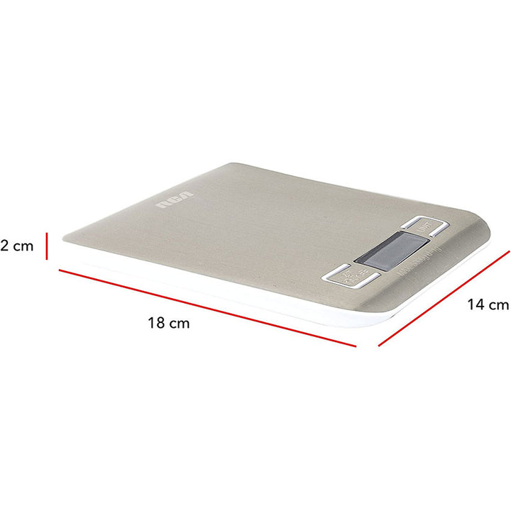 BASCULA DE COCINA DIGITAL RCA ACERO INOXIDABLE HASTA 5KG BATERIAS