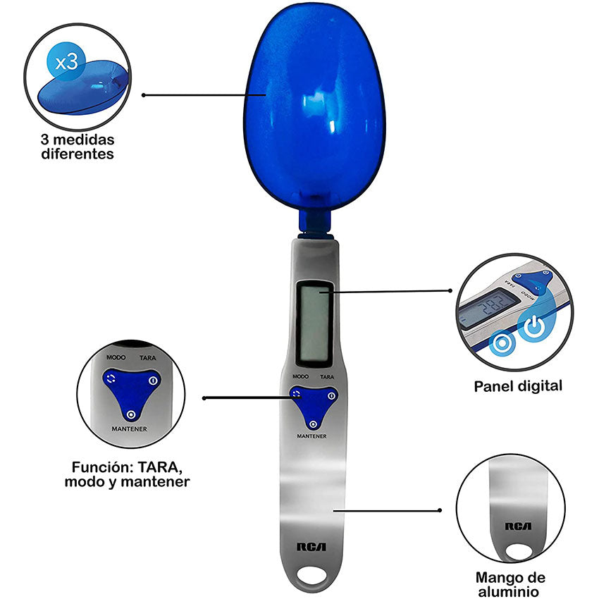 CUCHAHRA DE COCINA DIGITAL RCA PLASTICO/ALUMINIO HASTA 500G BATERIAS