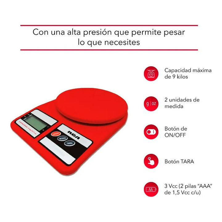 RCA BASCULA DIGITAL DE COCINA ROJA