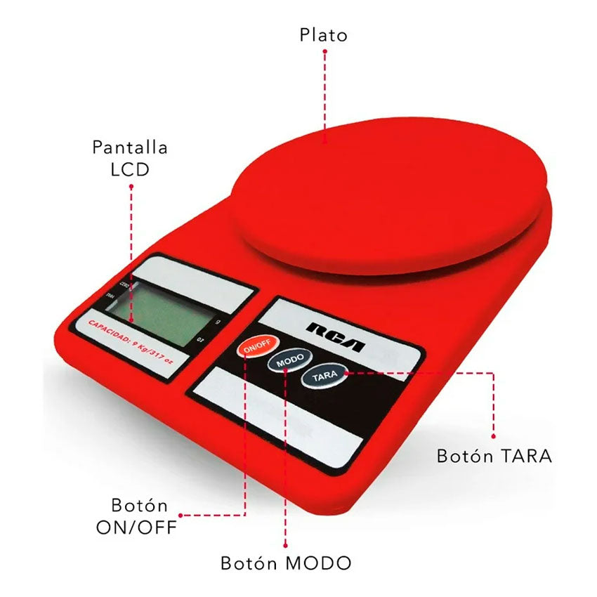 RCA BASCULA DIGITAL DE COCINA ROJA
