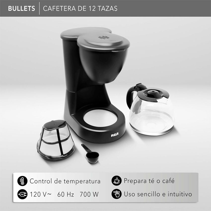 RCA CAFETERA 12 TAZAS NEGRA