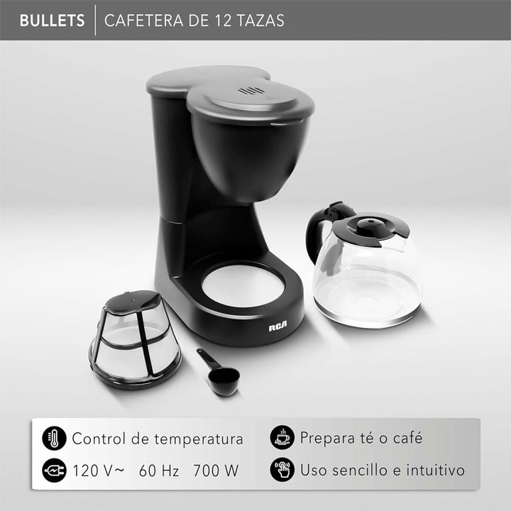 RCA CAFETERA 12 TAZAS NEGRA