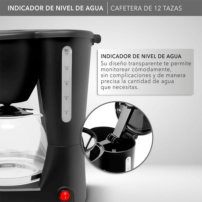 RCA CAFETERA 12 TAZAS NEGRA