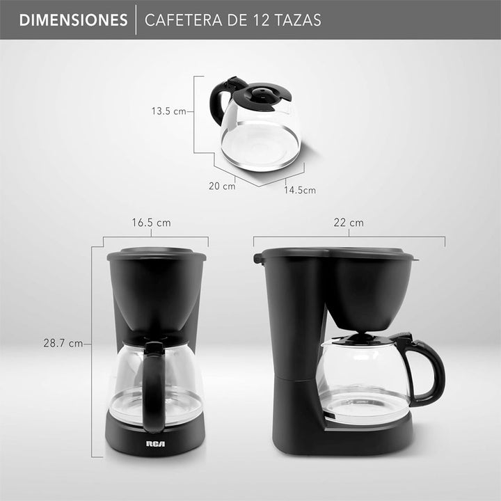 RCA CAFETERA 12 TAZAS NEGRA