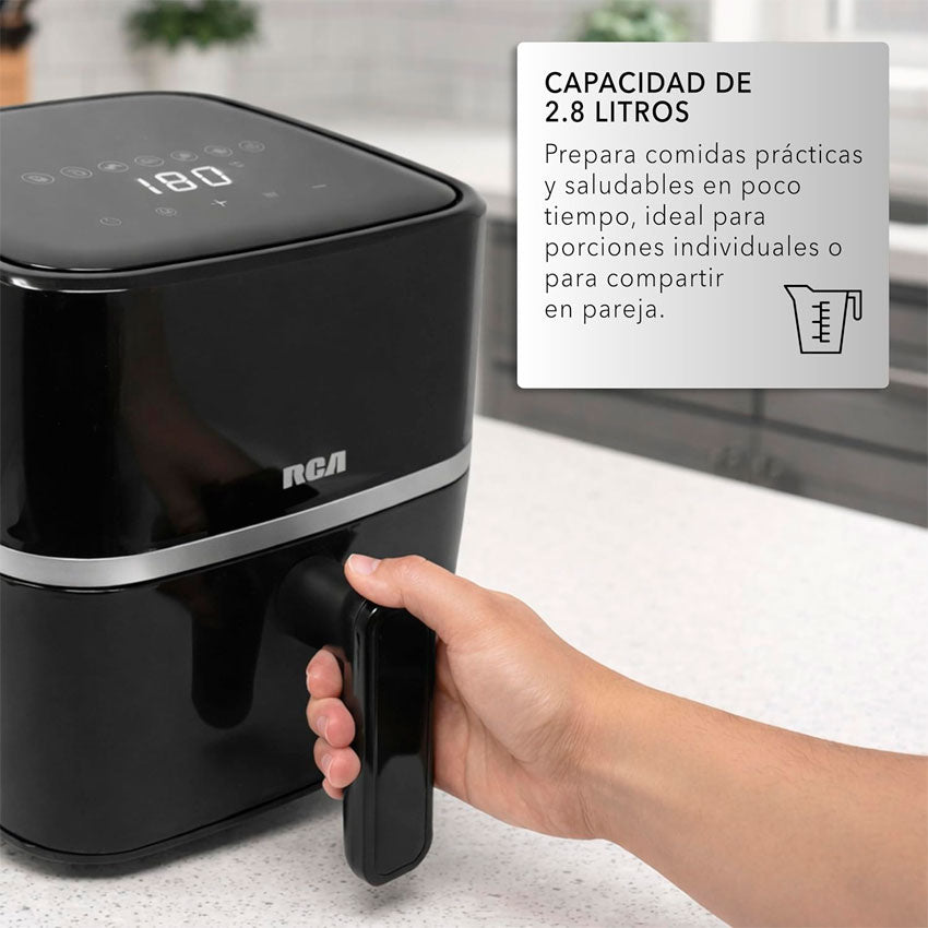 Rca Freidora de Aire 2.80l Panel Táctil, 1000w, Antiadherente Color Negro