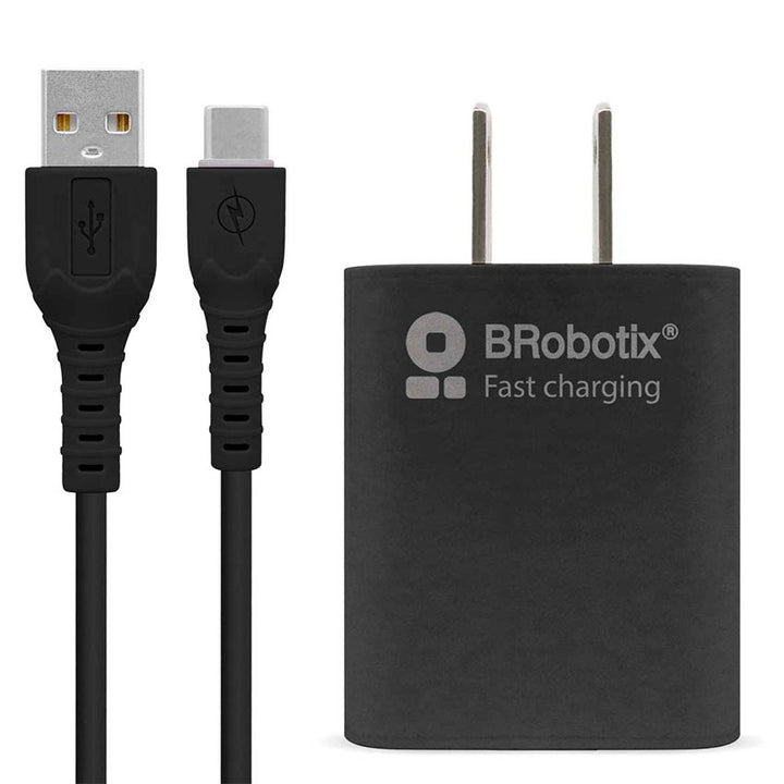 BROBOTIX ADAPTADOR AC USB CON CABLE USB TIPO C NEGRO