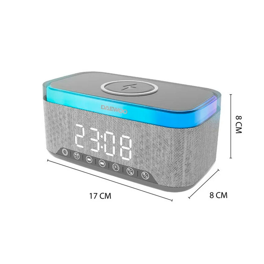 Daewoo Reloj Despertador y Bocina Bluetooth con Cargador Wireless 15w