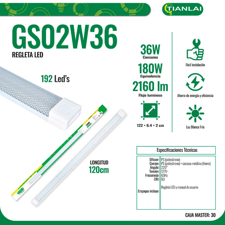 REGLETA LED 36W (180W) TIANLAI