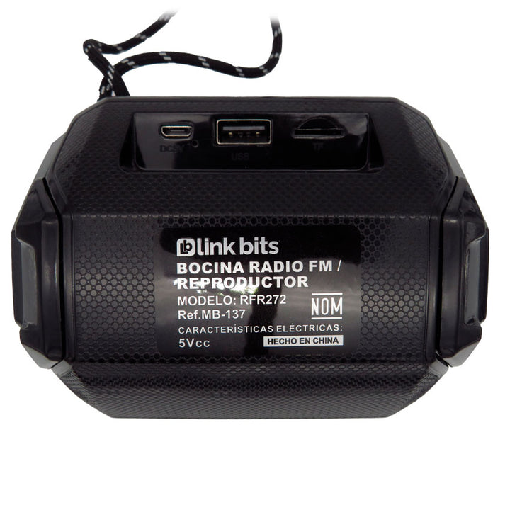 LINKBITS BOCINA PORTATIL CHICA FM USB BLUETOOTH SD MB-137 RECARGABLE