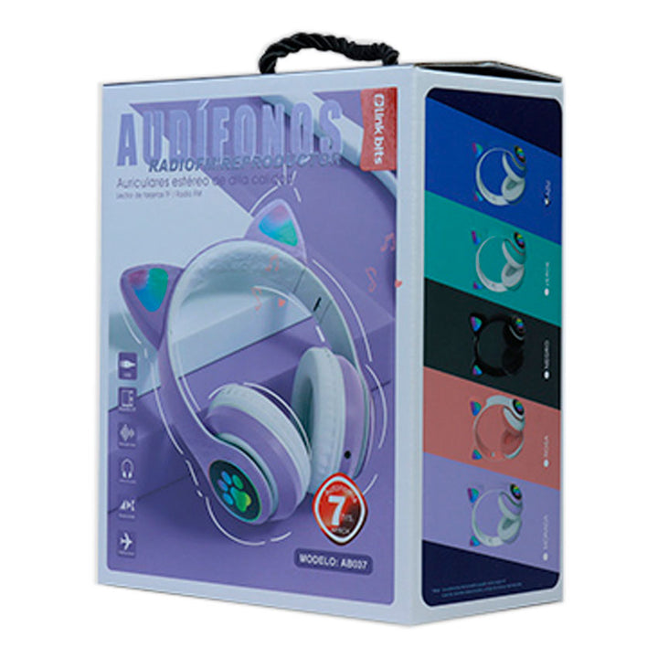 LINKBITS AUDIFONOS BLUETOOTH ON EAR COLOR AZUL GATO