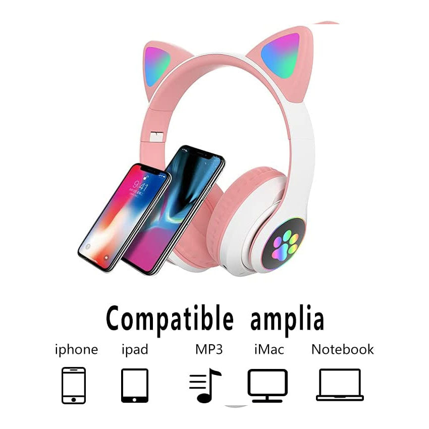 LINKBITS AUDIFONOS BLUETOOTH ON EAR GATO ROSA "G"