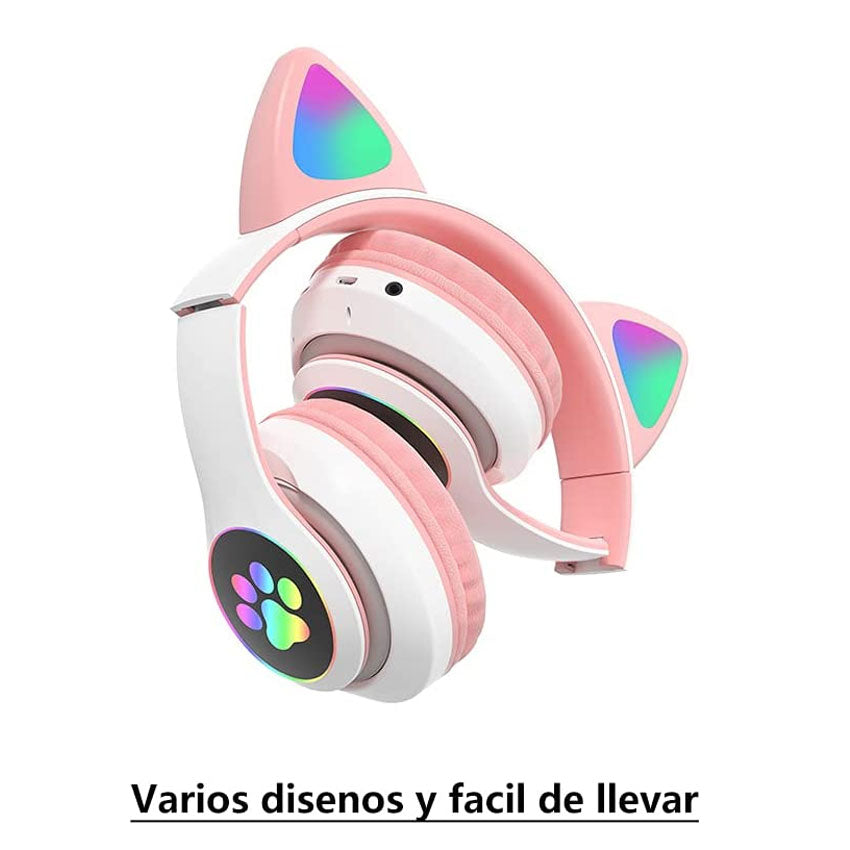 LINKBITS AUDIFONOS BLUETOOTH ON EAR GATO ROSA "G"