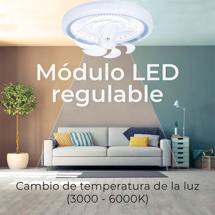 VENTILADOR DE TECHO CON LUZ LED APP MEGALUZ