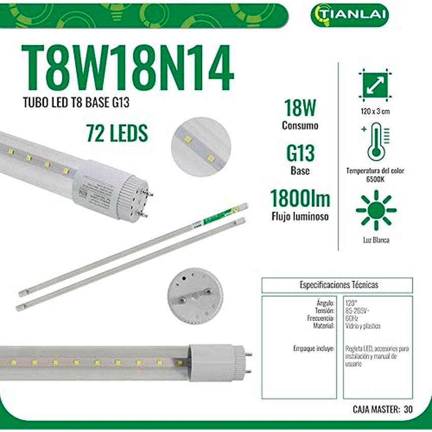 REGLETA LED 18W (1800LM) LUZ FRIA TIANLAI