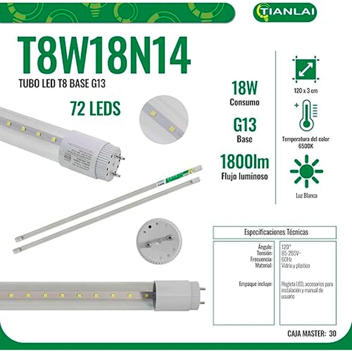 REGLETA LED 18W (1800LM) LUZ FRIA TIANLAI