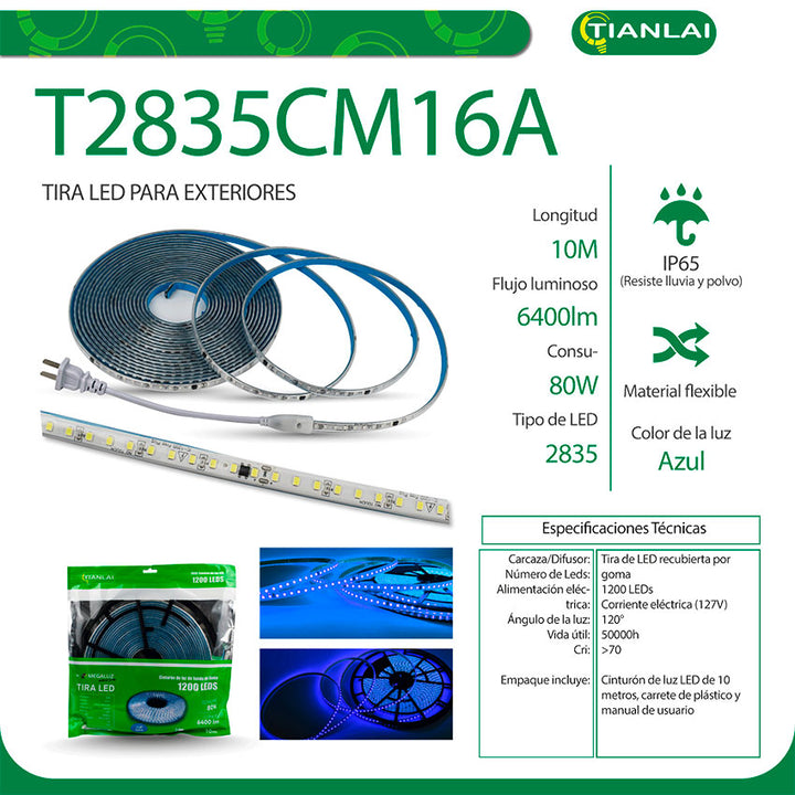 Tira de Luces Led 10m Azul Tianlai