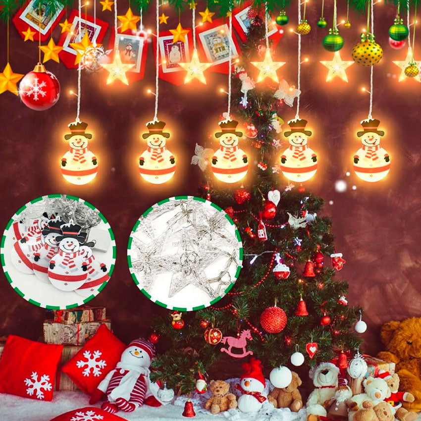 LUCES NAVIDEÑAS MONO DE NIEVE Y EST