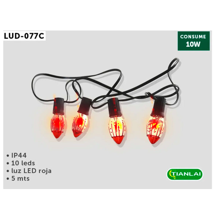 SERIE LUCES LED GUIRNALDAS ROJAS TIANLAI