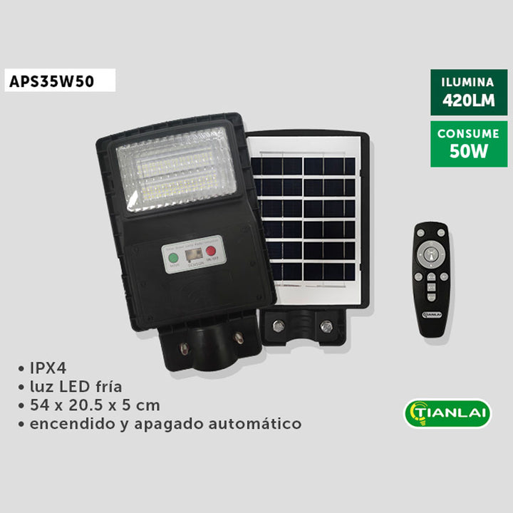 LAMPARA SUBURBANA SOLAR 50W TIANLAI