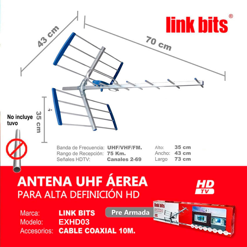 Linkbits Antena Digital para Tv Aerea Exterior