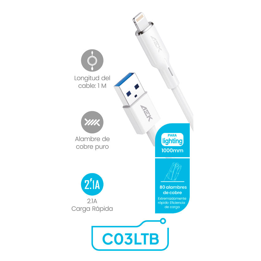 CABLE USB A USB LIGHTNING AEK