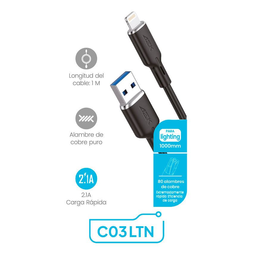 CABLE USB A USB LIGHTNING AEK