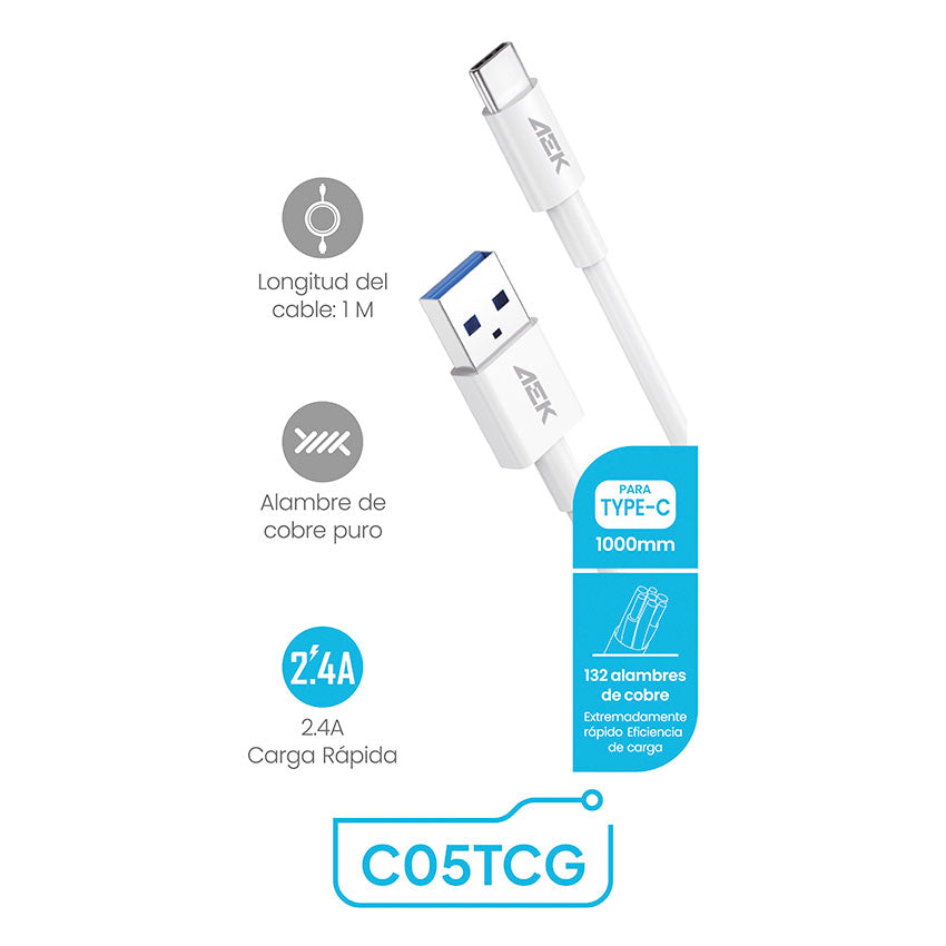 CABLE USB A USB TIPO "C" AEK