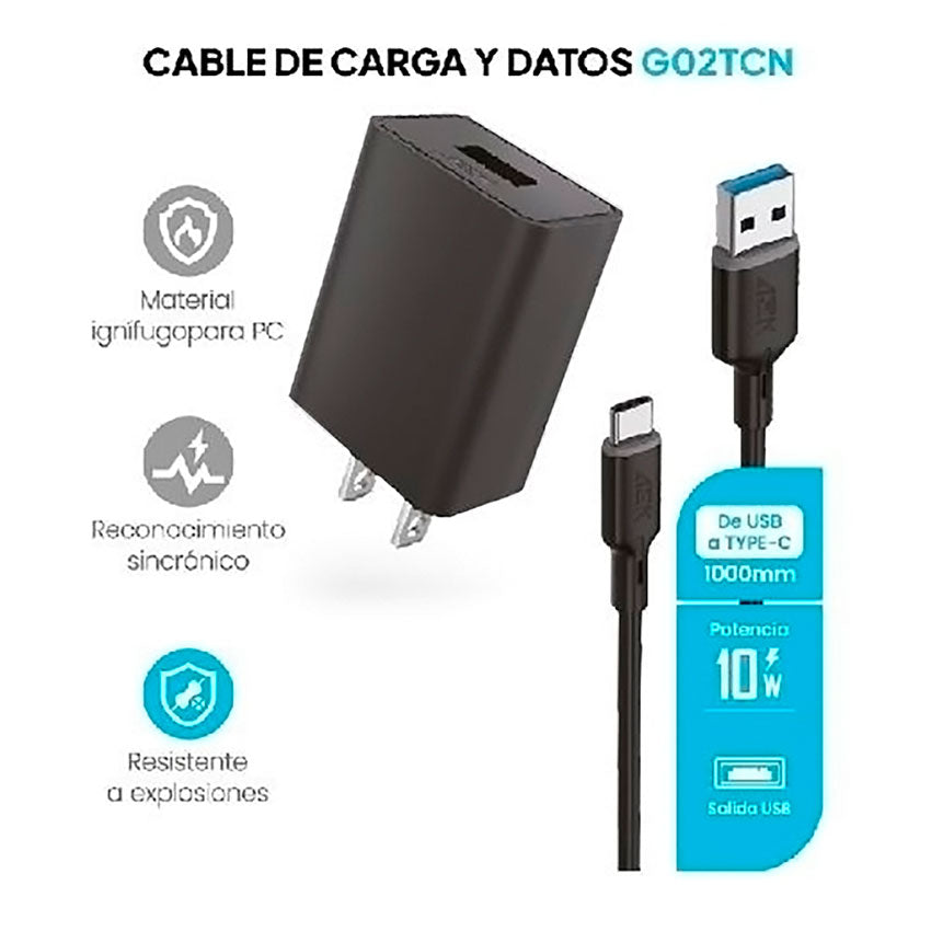 ADAPTADOR AC USB AEK INCLUYE CABLE USB TIPO "C"