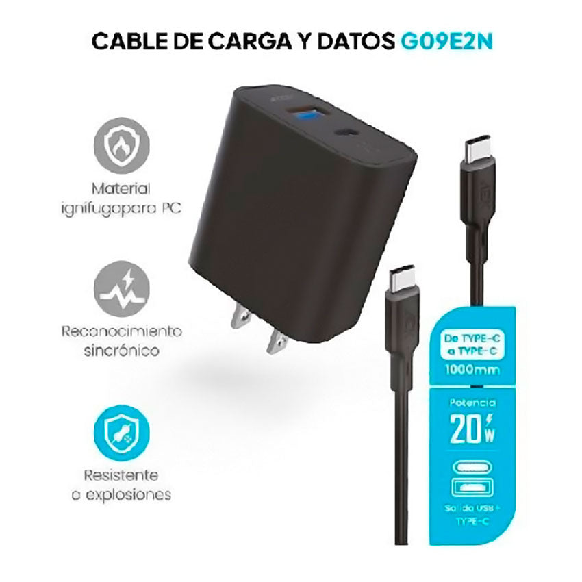 ADAPTADOR AC USB AEK INCLUYE CABLE USB TIPO "C" A USB TIPO "C"