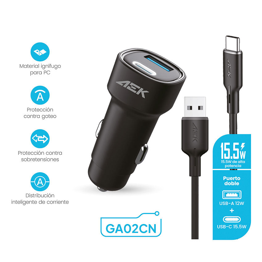 ADAPTADOR DC USB AEK 15.5W INC. CABLE USB TIPO "C"