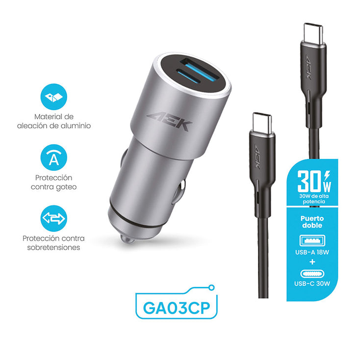 ADAPTADOR DC USB AEK 15.5W INC. CABLE USB TIPO "C"