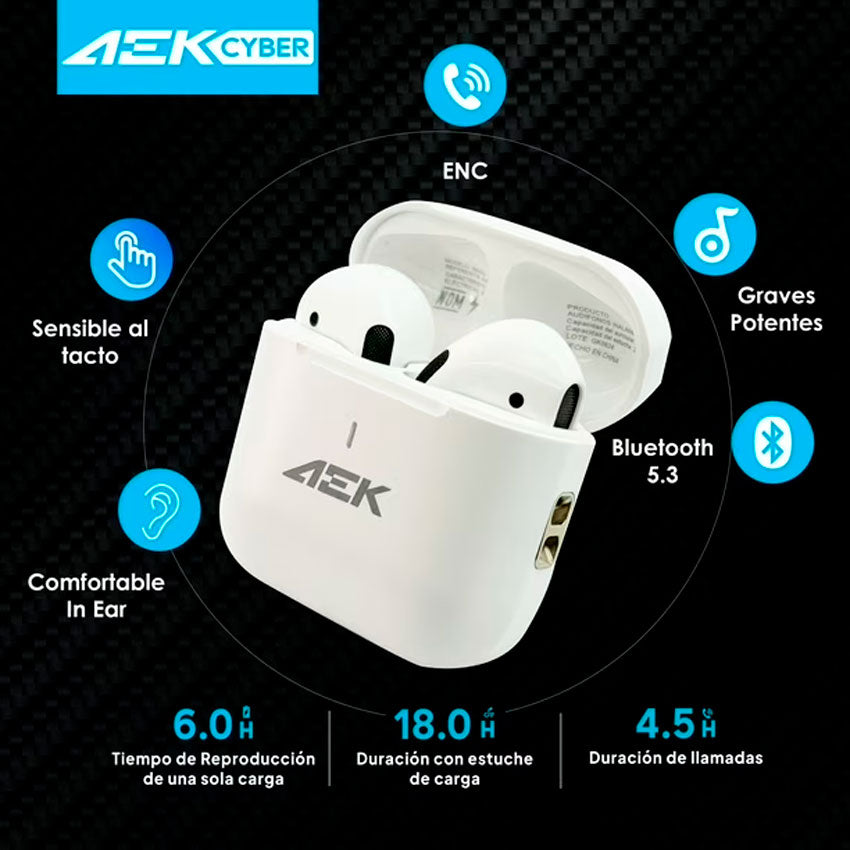 Audifonos True Wireless Aek Blanco
