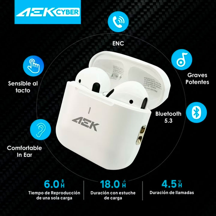 Audifonos True Wireless Aek Blanco