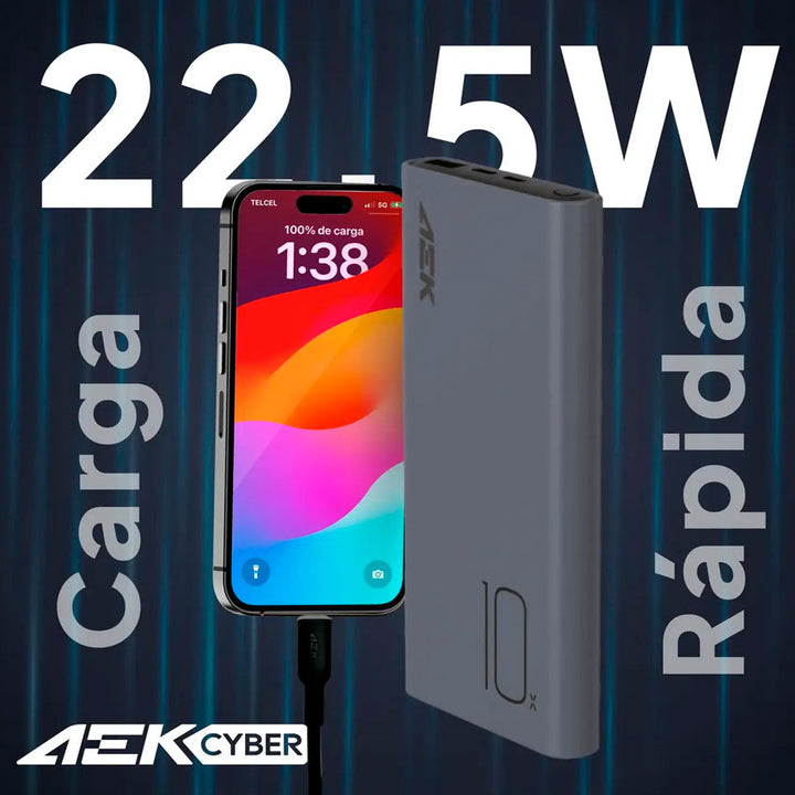Aek Cyber Bateria de Respaldo 10000mah 22.5w