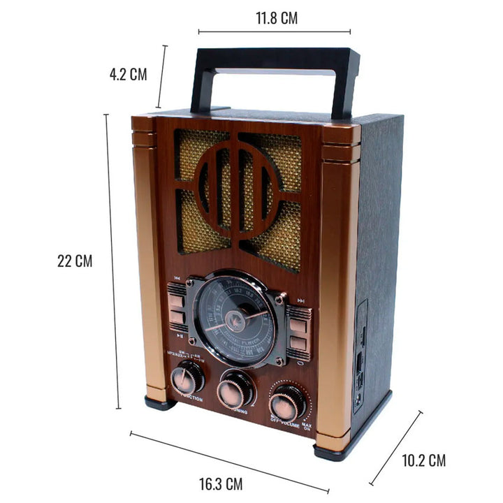 LINKBITS BOCINA RETRO RD-250 RADIO AM/FM BLUETOOTH ENTRADA USB