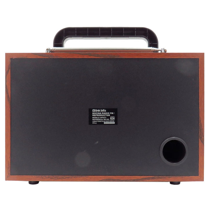 Radio Bluetooth Linkbits Retro Vintage Am/fm Usb Micro Sd Portátil Recargable — vista trasera