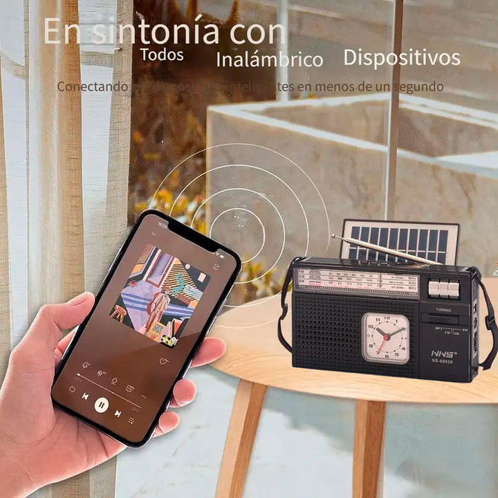 LINKBITS BOCINA BLUETOOTH RETRO CON PANEL SOLAR