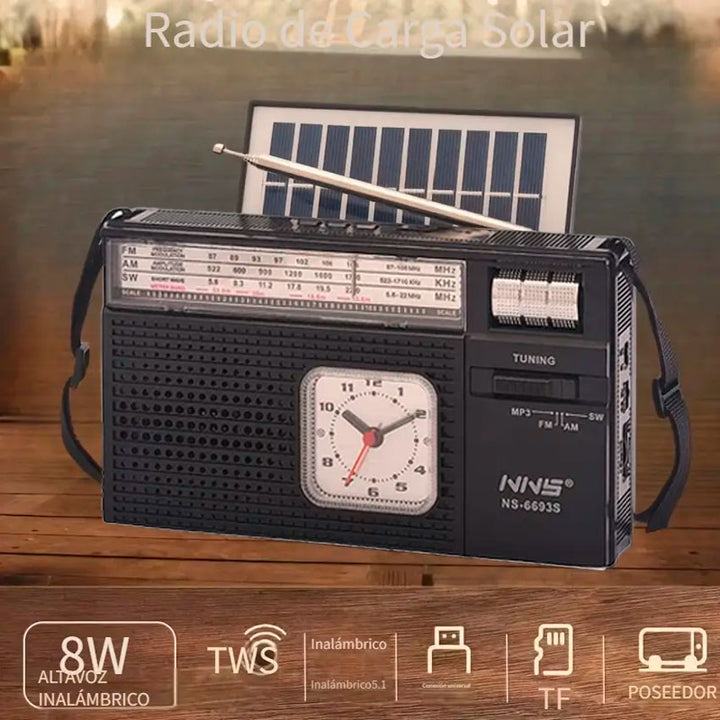 LINKBITS BOCINA BLUETOOTH RETRO CON PANEL SOLAR