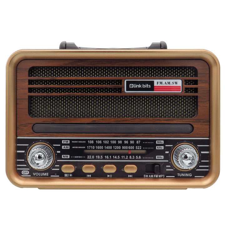 Linkbits Radio Bluetooth Retro Vintage Am Fm Usb Micro Sd