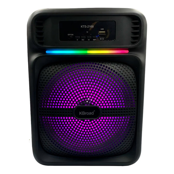 LINKBITS BAFLE 8" PORTÁTIL, MICRÓFONO INCLUIDO, USB, TF, AUX Y FM, ILUMINACIÓN LED