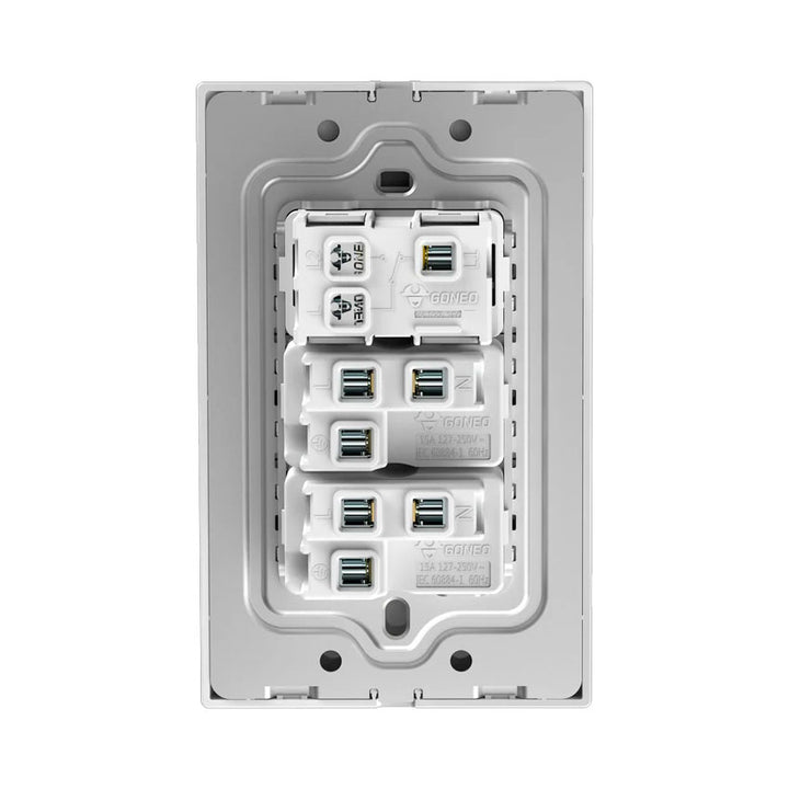 Interruptor y Tomacorriente 1 y 2 Blanco Goneo