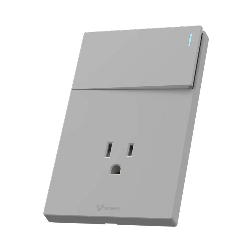 Interruptor y Tomacorriente 1 y 1 Gris Goneo