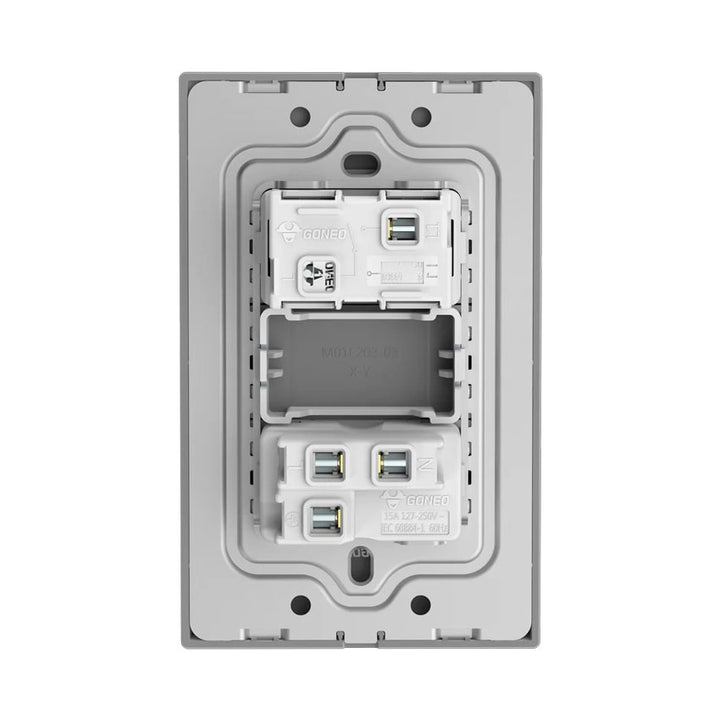 Interruptor y Tomacorriente 1 y 1 Gris Goneo