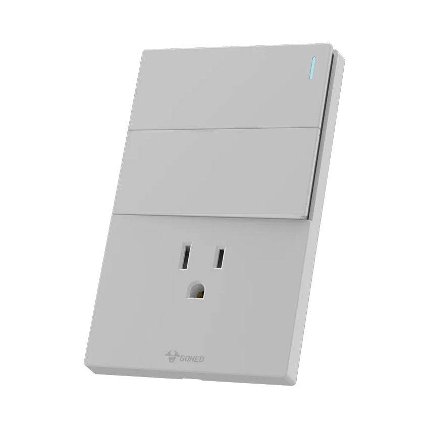 Interruptor y Tomacorriente 2 y 1 Gris Goneo