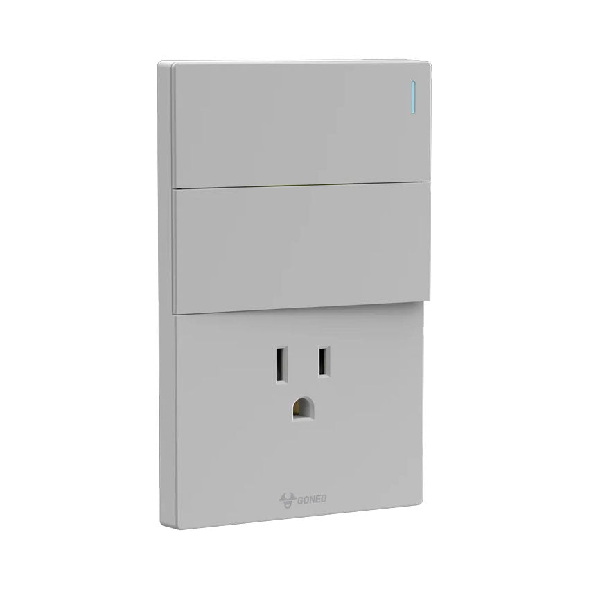 Interruptor y Tomacorriente 2 y 1 Gris Goneo