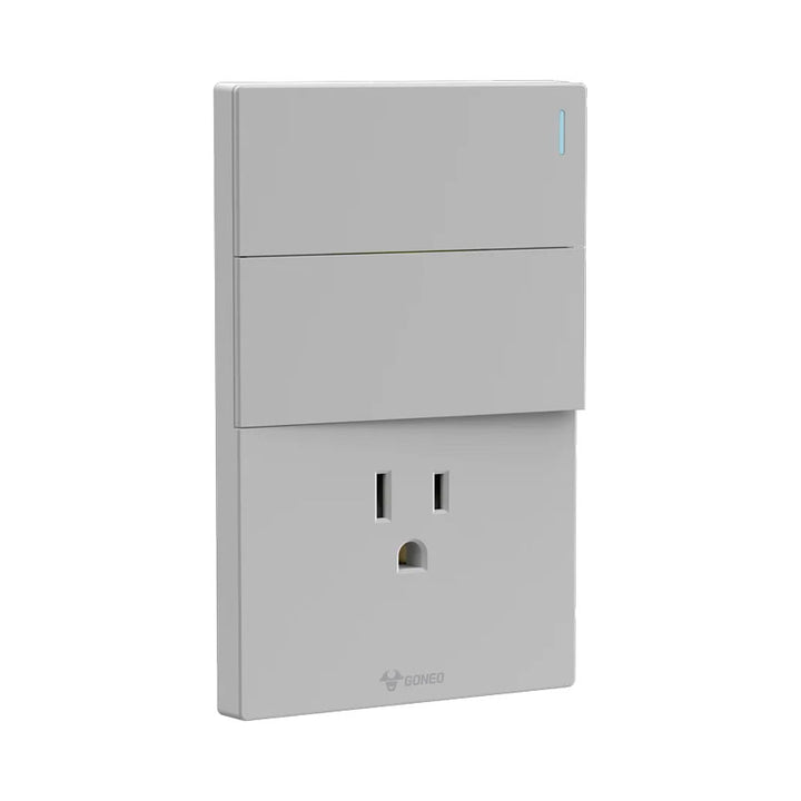 Interruptor y Tomacorriente 2 y 1 Gris Goneo